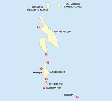 Phi Phi scuba map